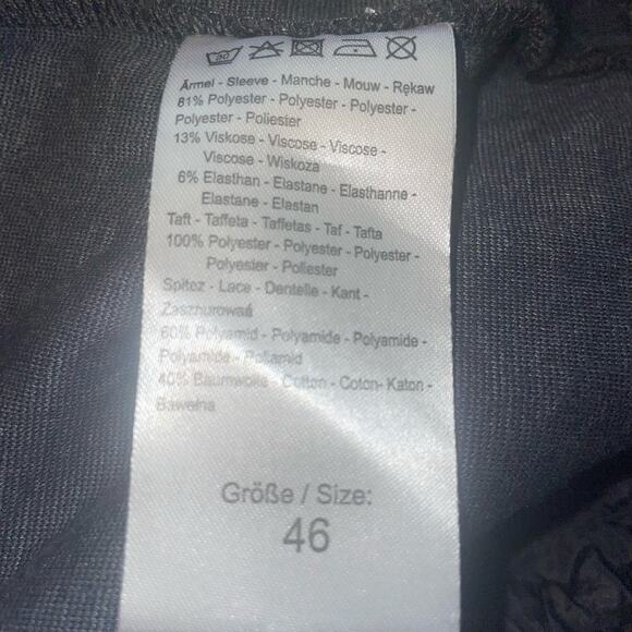 Bonita Women's Button Front Crinkle Jacket l Beaded Lace Accent Black Size 46 L - Picture 8 of 14